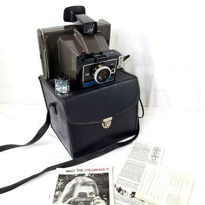 Vintage Polaroid Colorpack II w Case, Owners Manual and Flash Cube - Untested